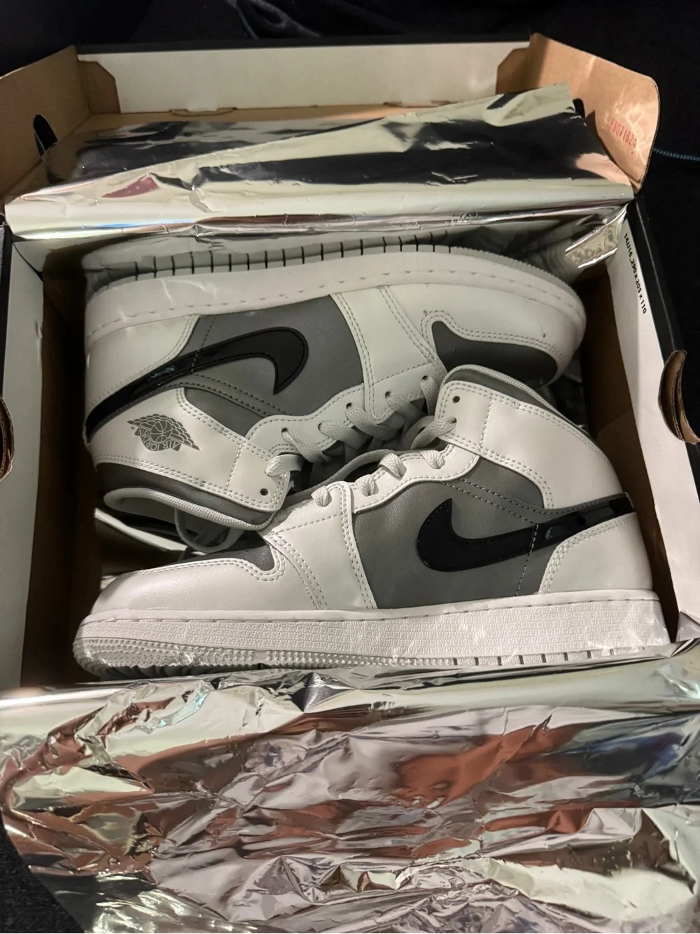 Nike Air Jordan 1 Mid — White, Gray & Black
